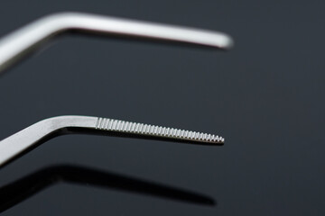 Dental tweezers Stainless steel tool, detail