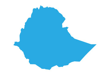 ethiopia map. High detailed blue map of ethiopia on PNG transparent background.
