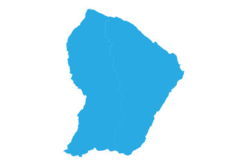 french Guiana map. High detailed blue map of french Guiana on PNG transparent background.