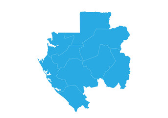 gabon map. High detailed blue map of gabon on PNG transparent background.