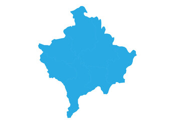 kosovo map. High detailed blue map of kosovo on PNG transparent background.
