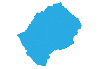 lesotho map. High detailed blue map of lesotho on PNG transparent background.