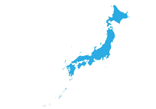 japan map. High detailed blue map of japan on PNG transparent background.
