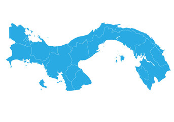 panama map. High detailed blue map of panama on PNG transparent background.