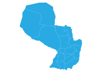 Fototapeta premium paraguay map. High detailed blue map of paraguay on PNG transparent background.