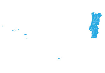 portugal map High detailed blue map of portugal on PNG transparent background.