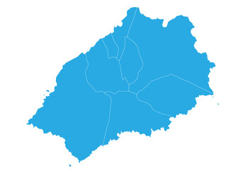 Saint Helena map. High detailed blue map of Saint Helena on PNG transparent background.
