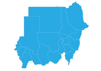 Obraz premium sudan map. High detailed blue map of sudan on PNG transparent background.
