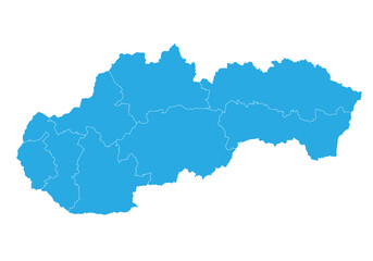 slovakia map. High detailed blue map of slovakia on PNG transparent background.