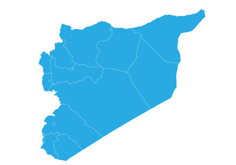 syria map. High detailed blue map of syria on PNG transparent background.