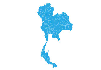 Obraz premium thailand map. High detailed blue map of thailand on PNG transparent background.
