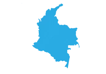 Foto op Canvas colombia map. High detailed blue map of colombia on PNG transparent background. © peacehunter