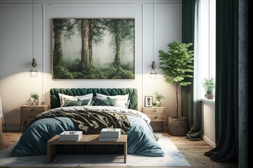 3d render of a new naturalism bedroom made by generative ai