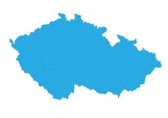 czech Republic map. High detailed blue map of czech  on PNG transparent background.