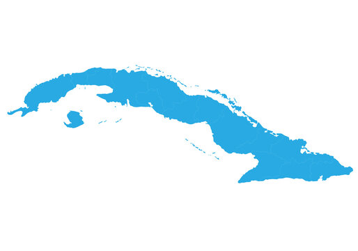 cuba map. High detailed blue map of cuba on PNG transparent background.
