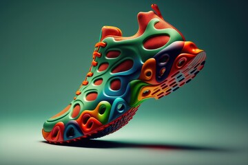 stylish 3d render of modern shoes made by generative ai