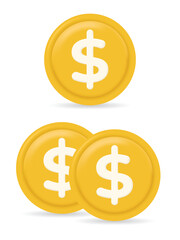 3d gold coin icon with dollar sign