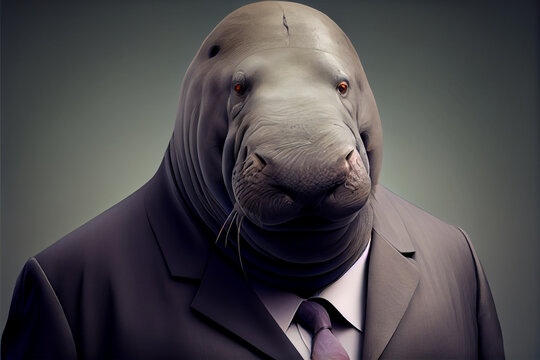 lustiger Walross im Anzug