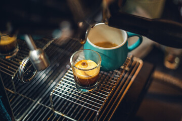Wonderful espresso shot pouring out