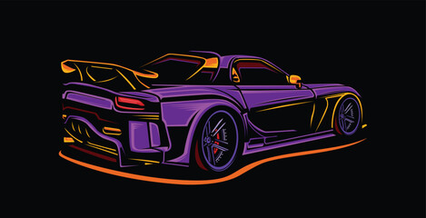 Obraz na płótnie Canvas Sport car vector in dark background 