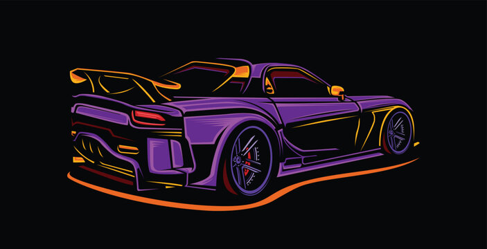 Sport car vector in dark background 