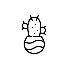Cactus plant in a flower pot. Pixel perfect, editable stroke icon
