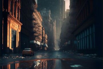 Plakat Streets in an Apocalyptic World. Generative AI