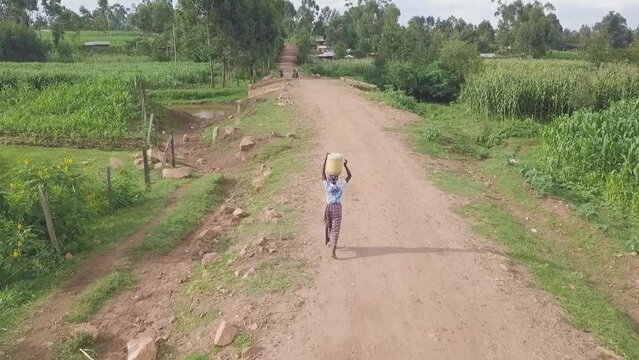 Aerial shot of an African Lady