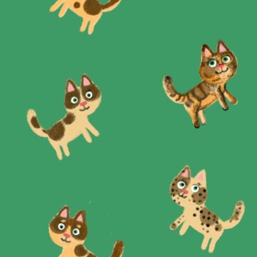 seamless pattern background fabric design print wrapping paper digital illustration texture wallpaper watercolor paint with funny cat 