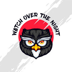 Grey Owl Mascot Watching Over the Night