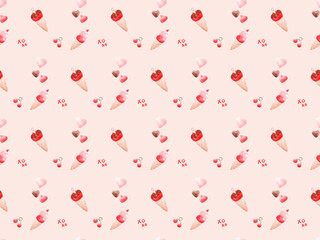 Cute Valentine Animal Seamless Patterns Background