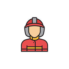 Fireman avatar filled color icon. linear style sign for mobile concept and web design.