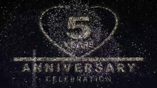 5 years happy anniversary greeting card with firework spark video