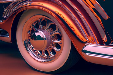 retro tire with chrome details and fins made with generative ai, luxury