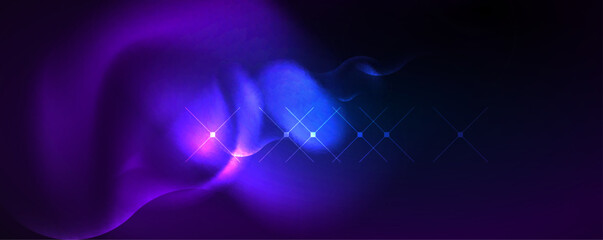 Obraz premium Neon glowing waves, magic energy space light concept, abstract background wallpaper design