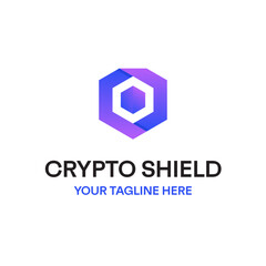 Hexagon Blockchain Crypto Shield Security Protect Vector Abstract Illustration Logo Icon Design Template Element