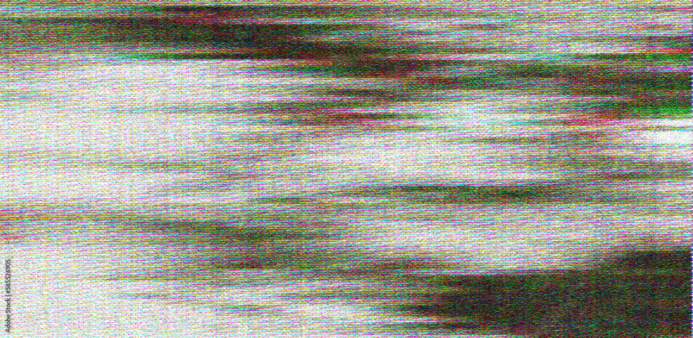 Aufkleber Glitched and distorted TV screen with static pixel noise.