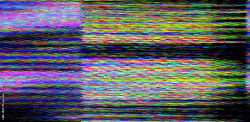 Aufkleber Glitched and distorted TV screen with static pixel noise.
