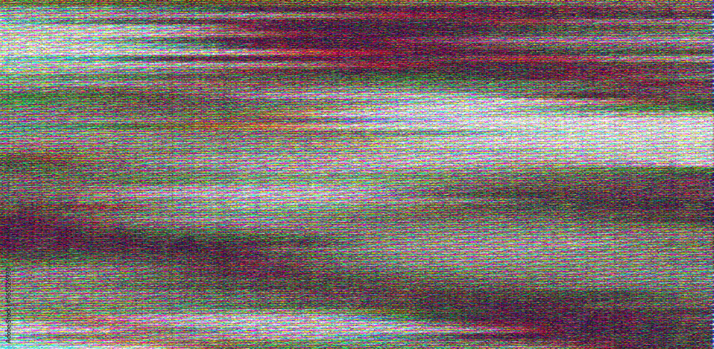 Aufkleber Glitched and distorted TV screen with static pixel noise.