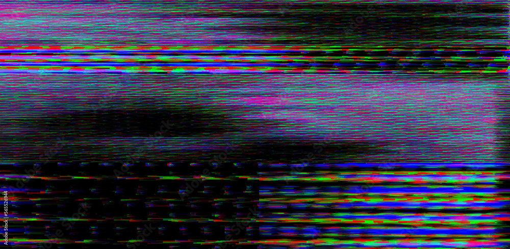Aufkleber Glitched and distorted TV screen with static pixel noise.