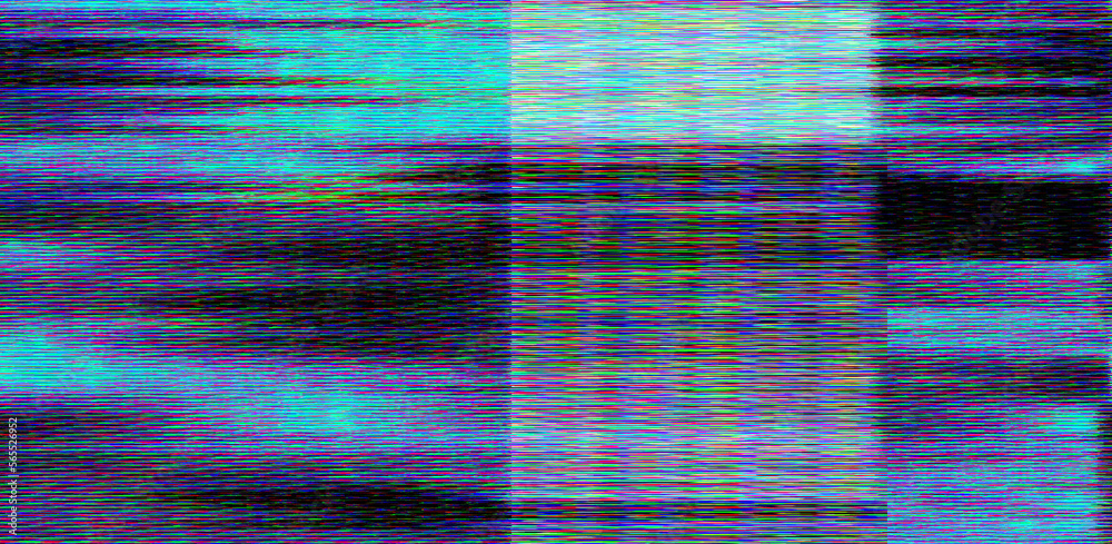 Fototapete glitched and distorted tv screen with static pixel noise.