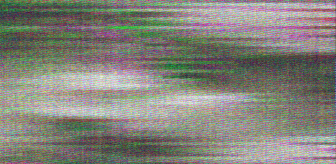 Glitched and distorted TV screen with static pixel noise.