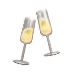 Champagne cheers 3d rendering illustration