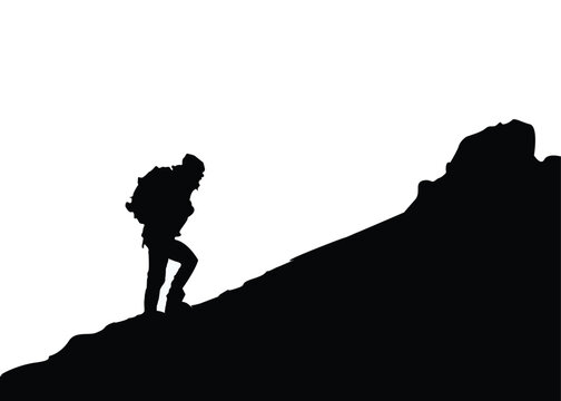 man climbing rock. illustration vector eps. sports and motivational	
