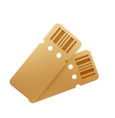 golden ticket coupon 3d rendering illustration