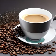 cup of coffee with beans