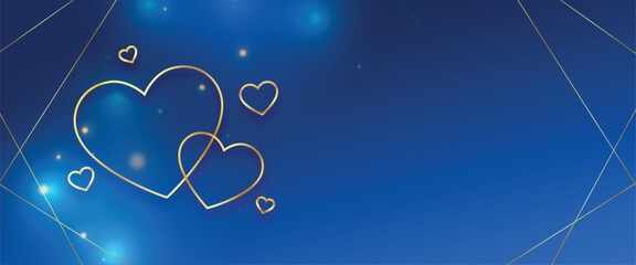 line style golden romantic hearts with text space for valentines day