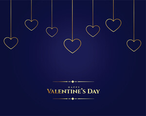 valentine's day saint background with hanging golden hearts
