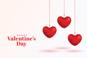 valentine's day event background with 3d hanging hearts