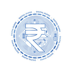 futuristic digital rupee indian currency symbol background